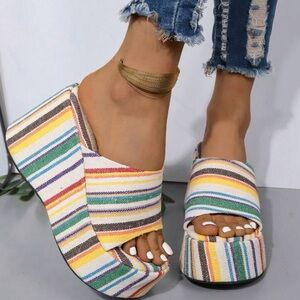 Brand new never worn women's wedge Heel Peep Toe Slip on Sandals